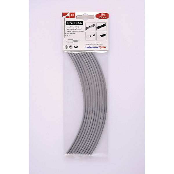 HellermannTyton Schrumpfschlauch 10Abschnitte a 200mm HIS-3-BAG-3/1 gr